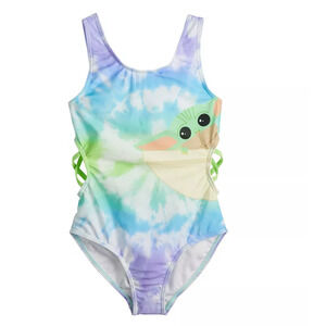 Star Wars Grogu aka Baby Yoda Girls One-Piece Swimsuit  Medium  (5-6 ) NWT